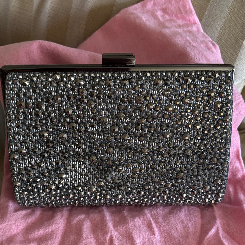 INC Elegant Silver Clutch Bag with dazzling studs